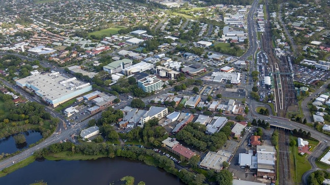 Caboolture CBD from the air.