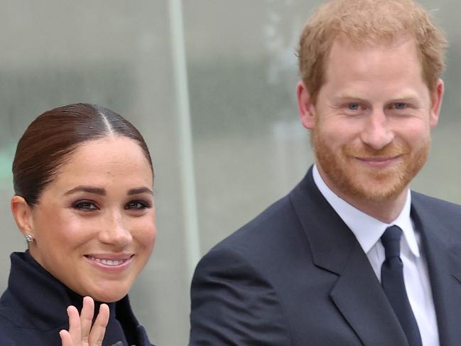 NEW YORK, NEW YORK - SEPTEMBER 23: Prince Harry, Duke of Sussex, and Meghan, Duchess of Sussex, visit One World Observatory on September 23, 2021 in New York City. (Photo by Taylor Hill/WireImage)