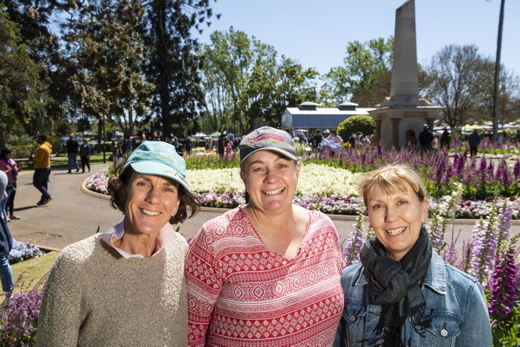 In Queens Park are (from left) Jenny Webster, Michelle Brodie and Liane Harms during Carnival of Flowers 2020, Saturday, September 26, 2020. Picture: Kevin Farmer