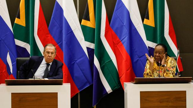 Russian Minister of Foreign Affairs of Sergei Lavrov and South African Minister of International Relations and Cooperation Naledi Pandor. Picture: AFP