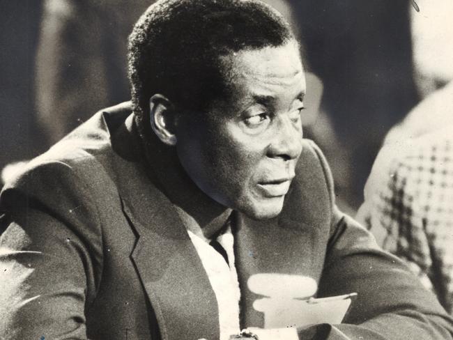 Zimbabwe's Robert Mugabe, leader of the African National Union, at talks in Geneva in 1976.