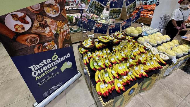 Fresh produce promotion at Tokyo supermarkets as part of the Taste of Queensland project. Picture: Contributed