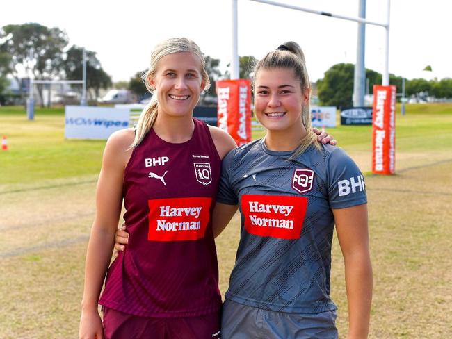 Jada Ferguson (right) with cousin Shenae Ciesiolka. Photo: Nathan Hopkins/QRL