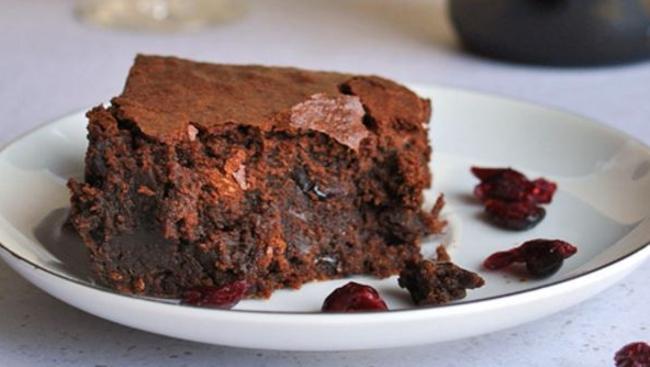 Red wine brownies with drunken cranberries ... proof that there’s still good in the world.