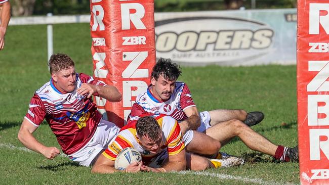 Macauley Dawson scores the opening try. Picture: D Wigley