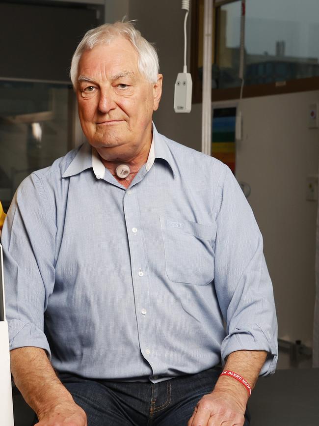 Hien Pham speech pathologist with patient Roger Chevalier at the Royal Hobart Hospital. Speech pathology week 2024. Picture: Nikki Davis-Jones