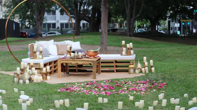 Michael Gibby proposed to Katrina Ezzy with an elaborate set-up underneath the Story Bridge