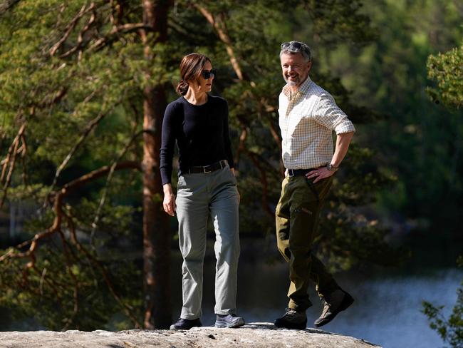 King Frederik X of Denmark and Queen Mary of Denmark are pictured as they take a walk around Ulsrudvann lake in Oslo. Picture: AFP