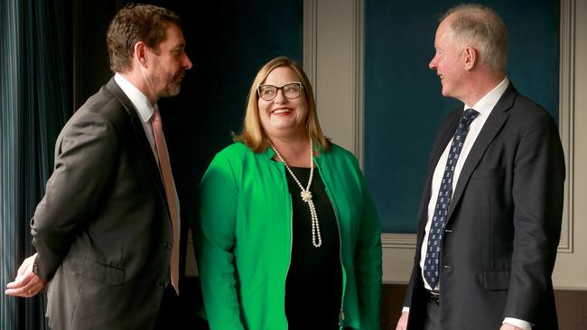 The new parole board, which is headed up by Michael Byrne QC, left, Julie Sharp and Peter Shields, meets before it begins sitting next week.