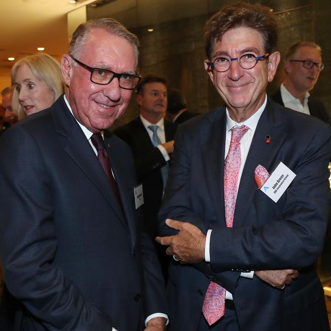 David Gonski and John Green at the Business Council of Australia Annual Dinner in Sydney. Picture: John Feder