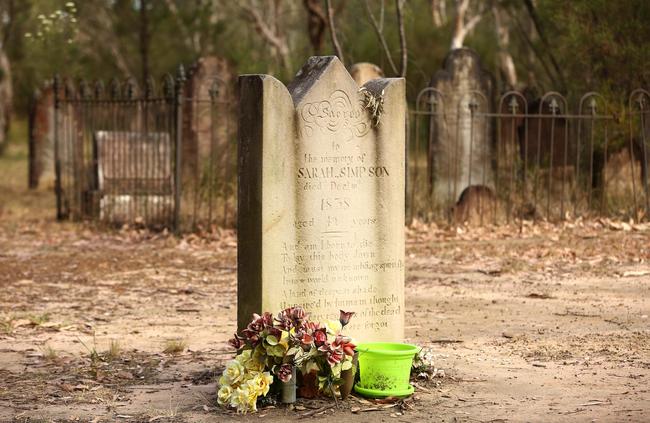 In Castlereagh General Cemetery is the grave of Sarah Marshall, who was brutally murdered by a pack of men in 1838. ‘Sarah’s grave’ is widely regarded as one of the most haunted places in Sydney’s west. Picture: Justin Sanson