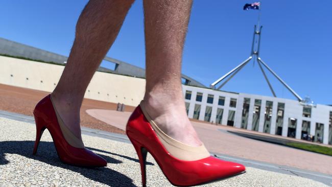 Does this say “let’s do something serious about domestic violence” to you? Picture: AAP Image/Lukas Coch