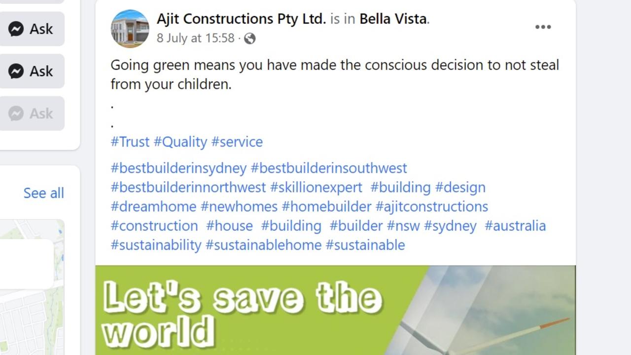 Ajit Constructions Facebook page. Picture: Facebook