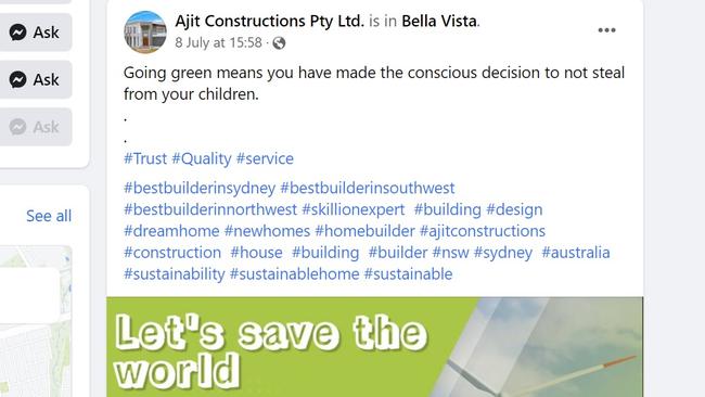 Ajit Constructions Facebook page. Picture: Facebook