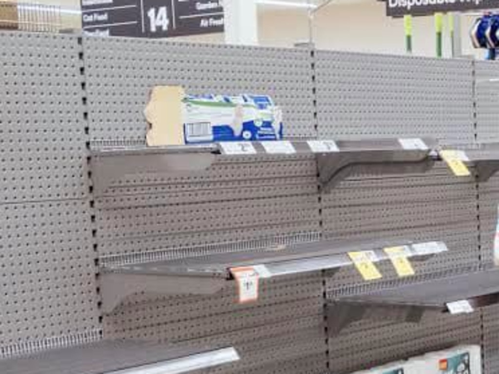 Bare shelves spotted at Cranbourne Woolworths.