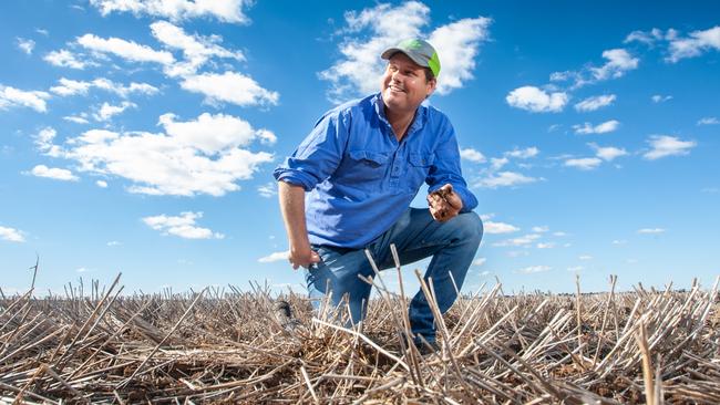 Graingrower Nigel Corish at Woodland, a 3600hectare property 370km west of Brisbane. 19th May 2023. pic David Martinelli (Contact Nigel - 0409904500).