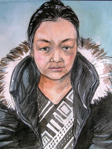 Artist impression of Jie Shao who has been charged with reckless grievous bodily harm and using poison so as to endanger life. Source: Vincent de Gouw