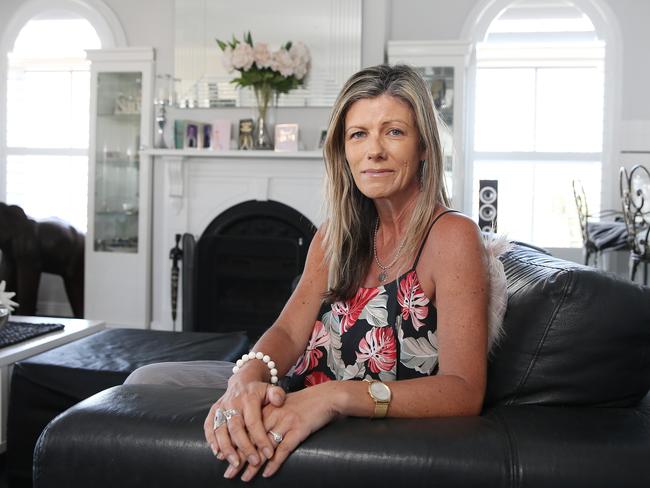 Rowena Barnes, wife of ex-Essendon and Geelong footballer John Barnes, says life is incredibly tough for John and for her and the family these days. Picture: Michael Klein