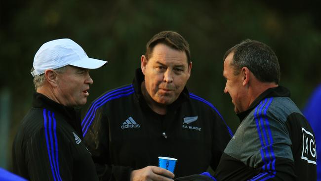 Steve Hansen, Coach, centre, at All Blacks training at Wilson Park, Newington, ahead of the Bledisloe Cup against the Wallabies on saturday. pic Mark Evans