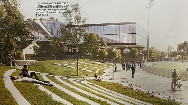 HAT IT COULD HAVE BEEN: Artist impressions of the Adelaide Crows’ proposed headquarters at the Gasworks site in Bowden.