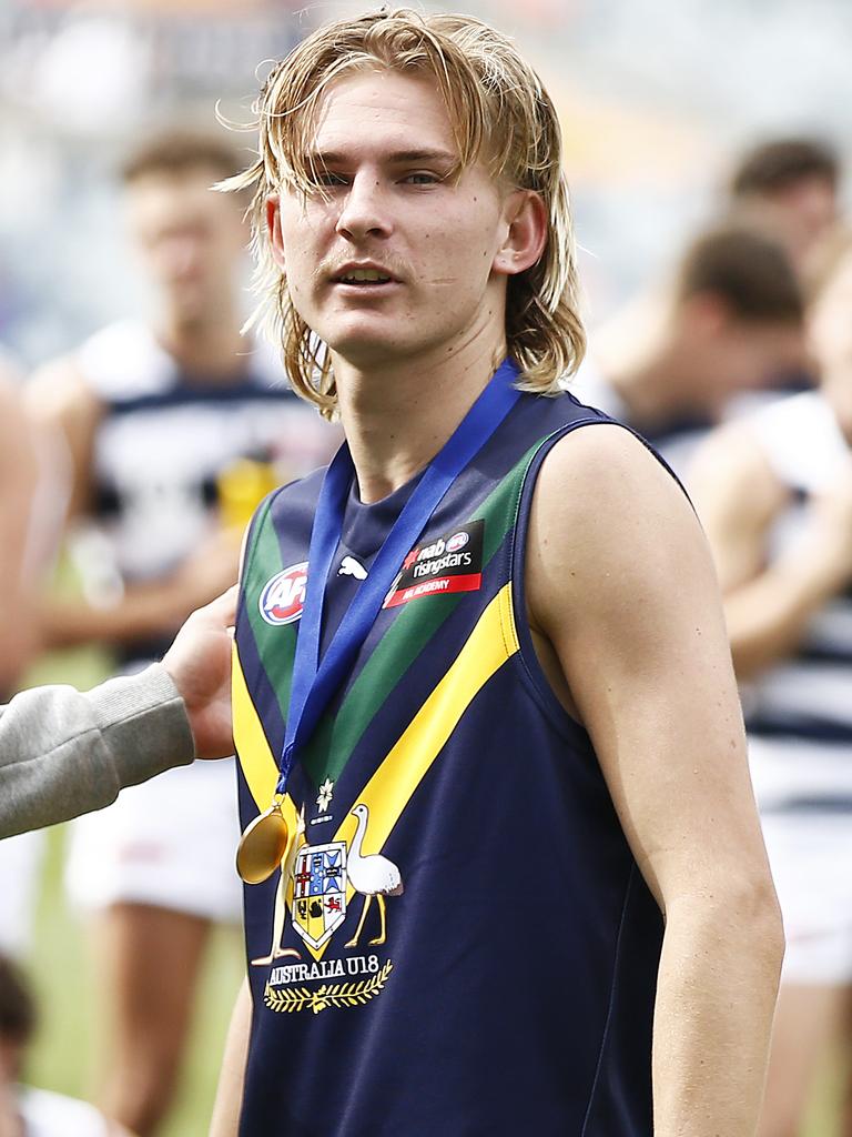 Josh Fahey with his medal. Picture: Getty Images