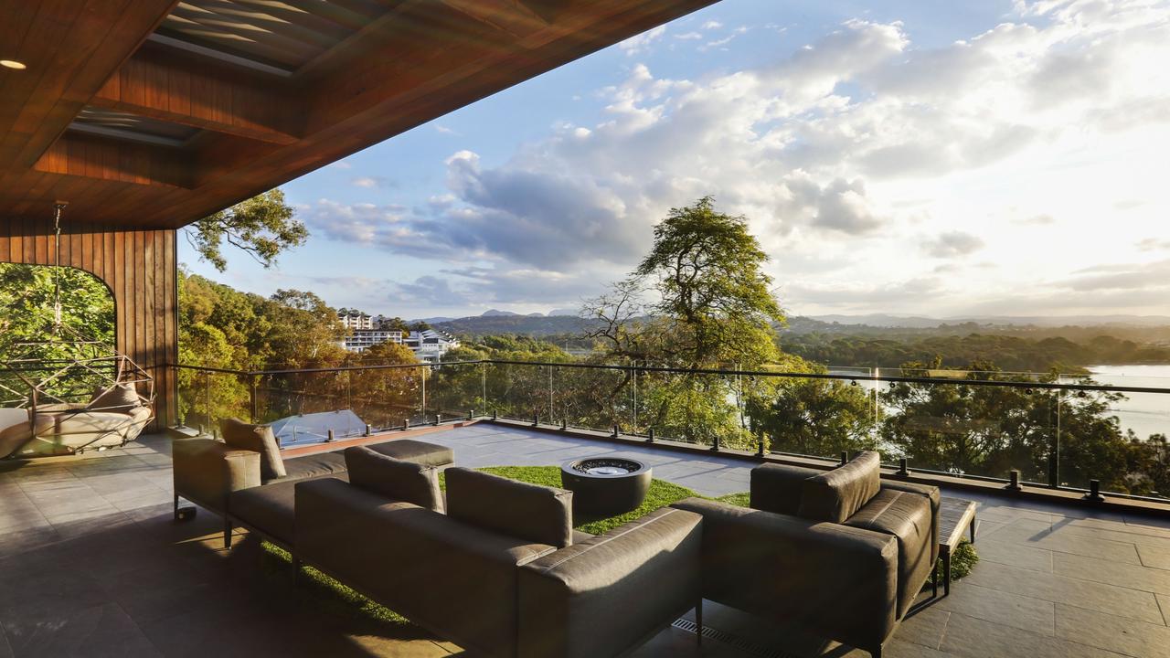 The property is positioned for privacy in an elevated location overlooking Currumbin Estuary