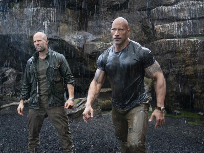 Deckard Shaw (Jason Statham) and Luke Hobbs (Dwayne Johnson) in Fast &amp; Furious Presents: Hobbs &amp; Shaw.