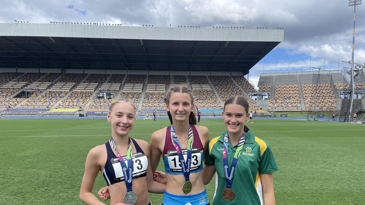 HIgh jumpers Madeleine Scott, Chloe Taylor and Sadie Dowden.