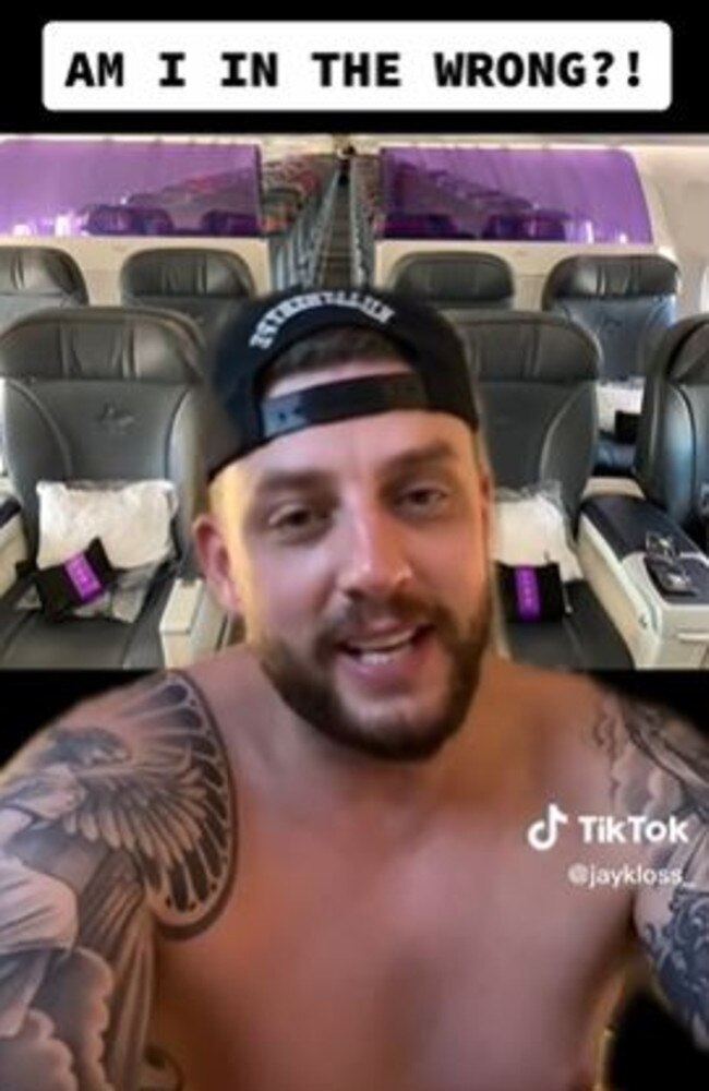 He was left in shock after the passenger said ‘No’ to his request. He took to TikTok asking if he was in the wrong, with most people saying he was. Picture: TikTok/jaykloss_