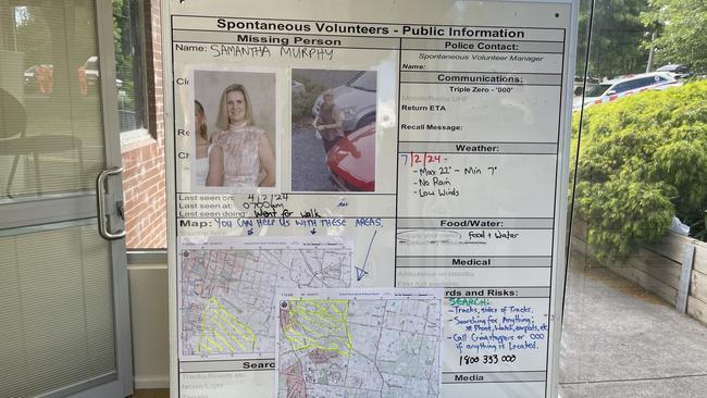 A public information board about Samantha. Picture: Gianni Francis