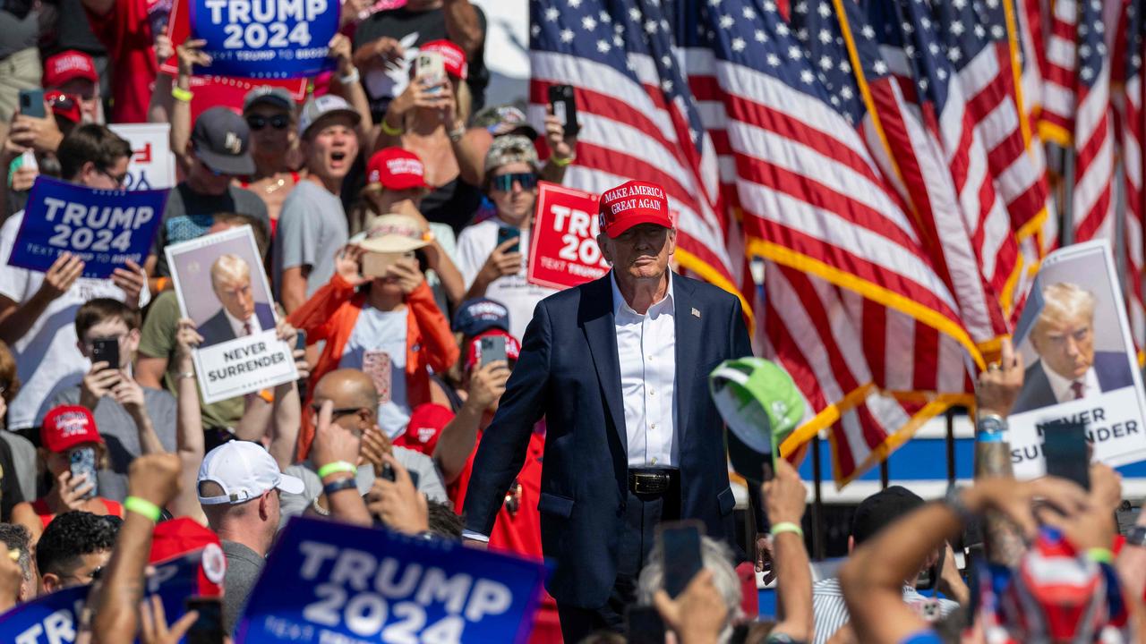Donald Trump walks on the stage during a campaign rally at the Historic Greenbrier Farms in Chesapeake, Virginia, on June 28, 2024. Picture: Jim Watson / AFP