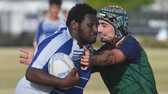 Cowboys Cup Schoolboys Football at Kern Brothers Drive. Townsville High against Pimlico High. Picture: Evan Morgan