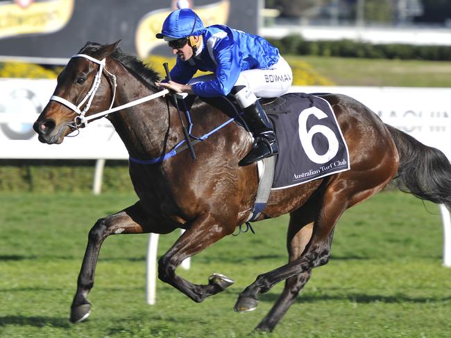 Winx takes out the Group 2 Warwick Stakes at Randwick last month. Picture: AAP