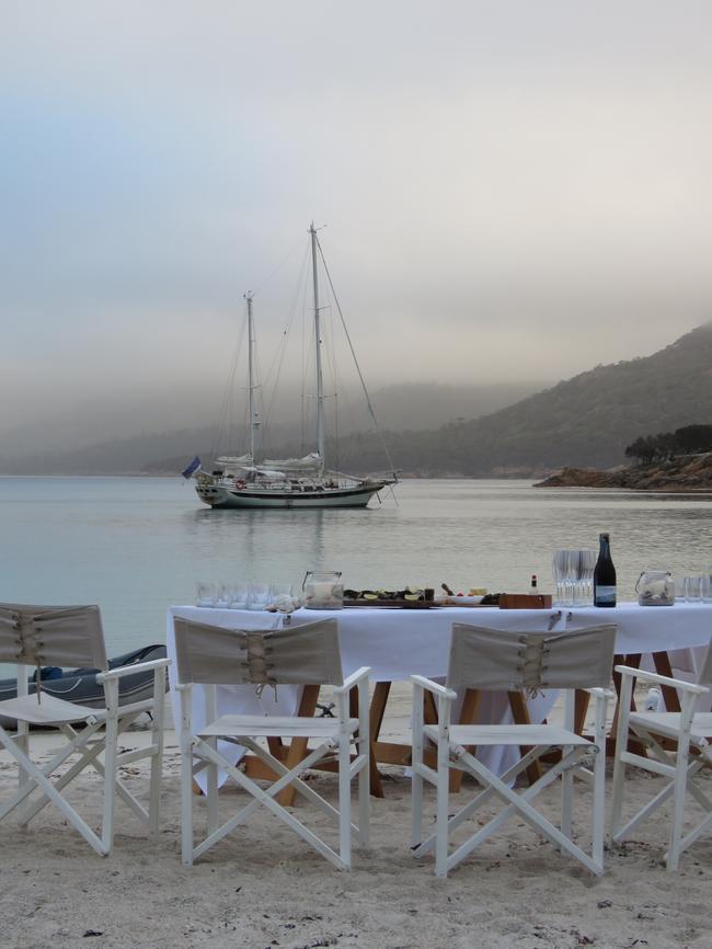 Sunset drinks, Shouten Island. Picture: Katrina Lobley