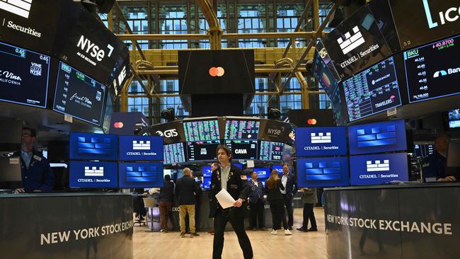 Traders work on the floor of the New York Stock Exchange. Picture: Angela Weiss/AFP