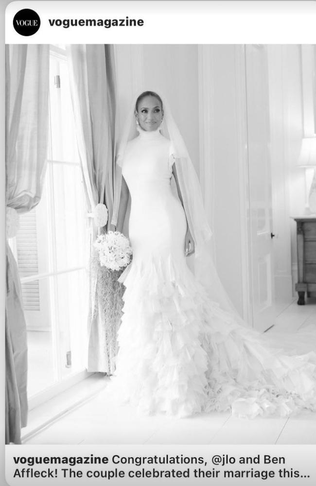 Jennifer Lopez on her wedding day. Picture: Instagram