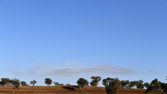 This photo taken on August 7, 2018 shows farmer Clive Barton (L) feeding his sheep with a bale of hay as the land is too dry for grass to grow in the drought-hit area of Duri in New South Wales. A crippling drought is ravaging parts of Australia, decimating herds and putting desperate farmers under intense financial and emotional strain, with little relief in sight. / AFP PHOTO / Saeed KHAN / TO GO WITH Australia-weather-drought-environment-climate, FOCUS by Glenda Kwek