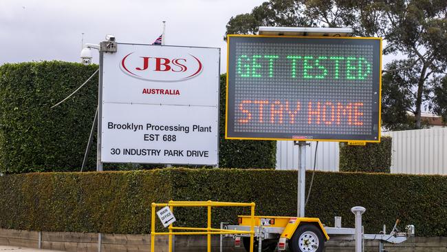 JBS staff refused to work on site on Tuesday. Picture: Wayne Taylor