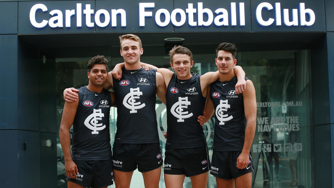 Carlton’s 2014 draft class: Clem Smith, Jayden Foster, Dillon Viojo- Rainbow and Blaine Boekhorst.