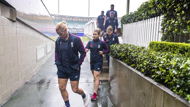 England leave the SCG downhearted by the weather. Photo: AAP Image/Craig Golding