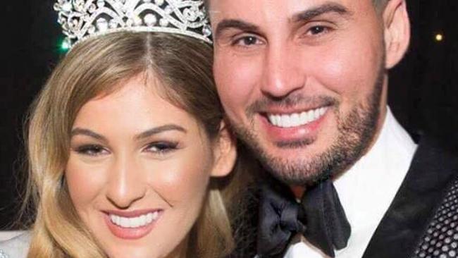 Mary Mehajer, with brother Salim, after winning the Miss Lebanon Australia 2016 pageant. Picture: Paradisepro/Facebook