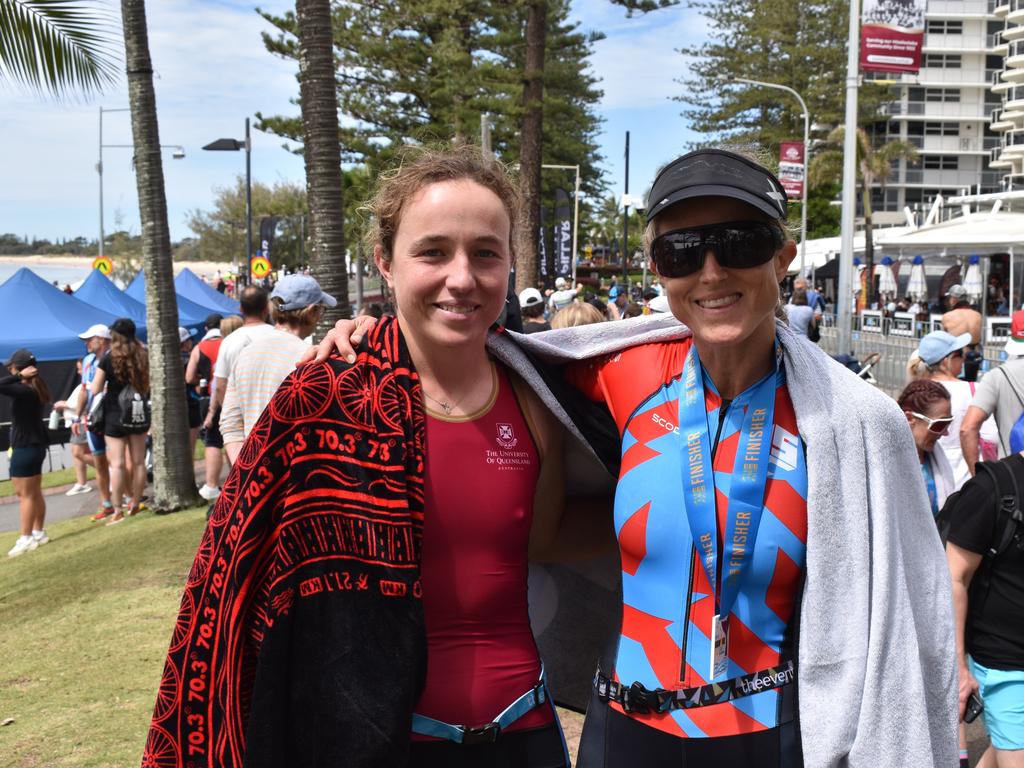 Kirsty Sheehan and Katelyn Douglas at the Sunshine Coast Ironman 70.3 at Mooloolaba 2022.