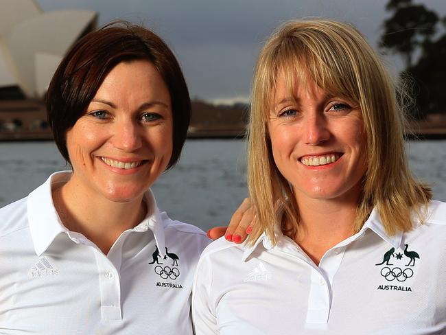 Olympians Anna Meares and Sally Pearson at Circular Quay, Sydney, talking about their preparations for the Rio Olympics. pic Mark Evans