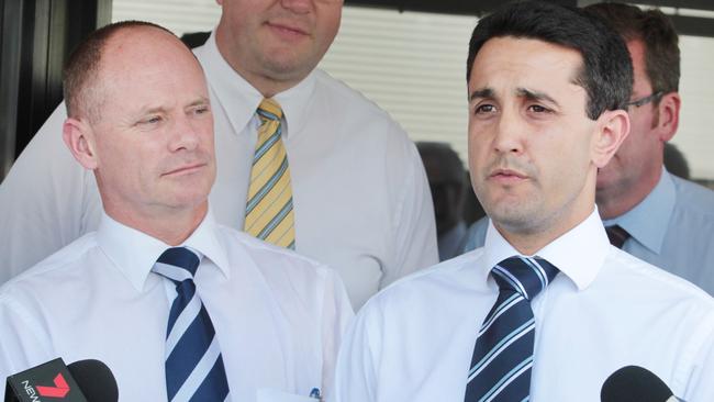 David Crisafulli (right) with then premier Campbell Newman in 2013