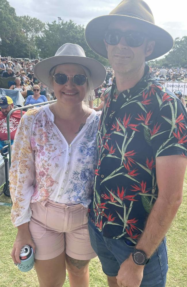 Tayah Watson with her partner at the SummerSalt festival at Seafront Oval, Pialba on March 9, 2024. Credit: Adam Miller