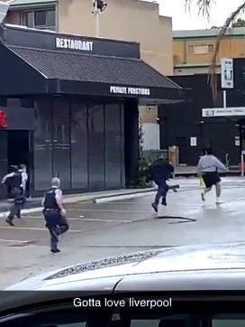 A man is seen being chased by police. Picture: Snapchat