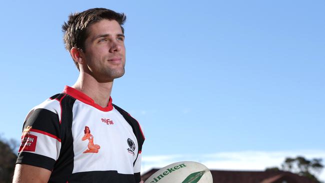 Collaroy Cougars rugby player contemplates how lucky he is after suffering a neck injury. Picture: Adam Ward.