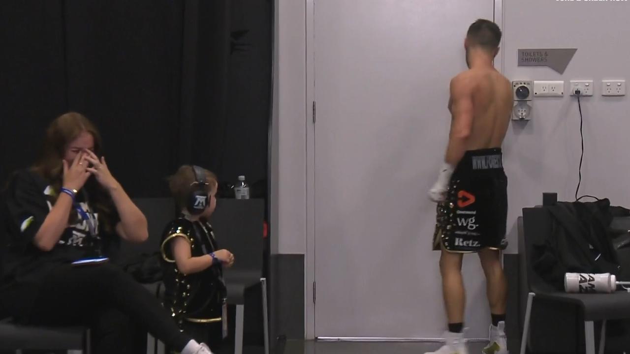 Andrew Moloney was devastated as he walked past his loved ones. Photo: Main Event.