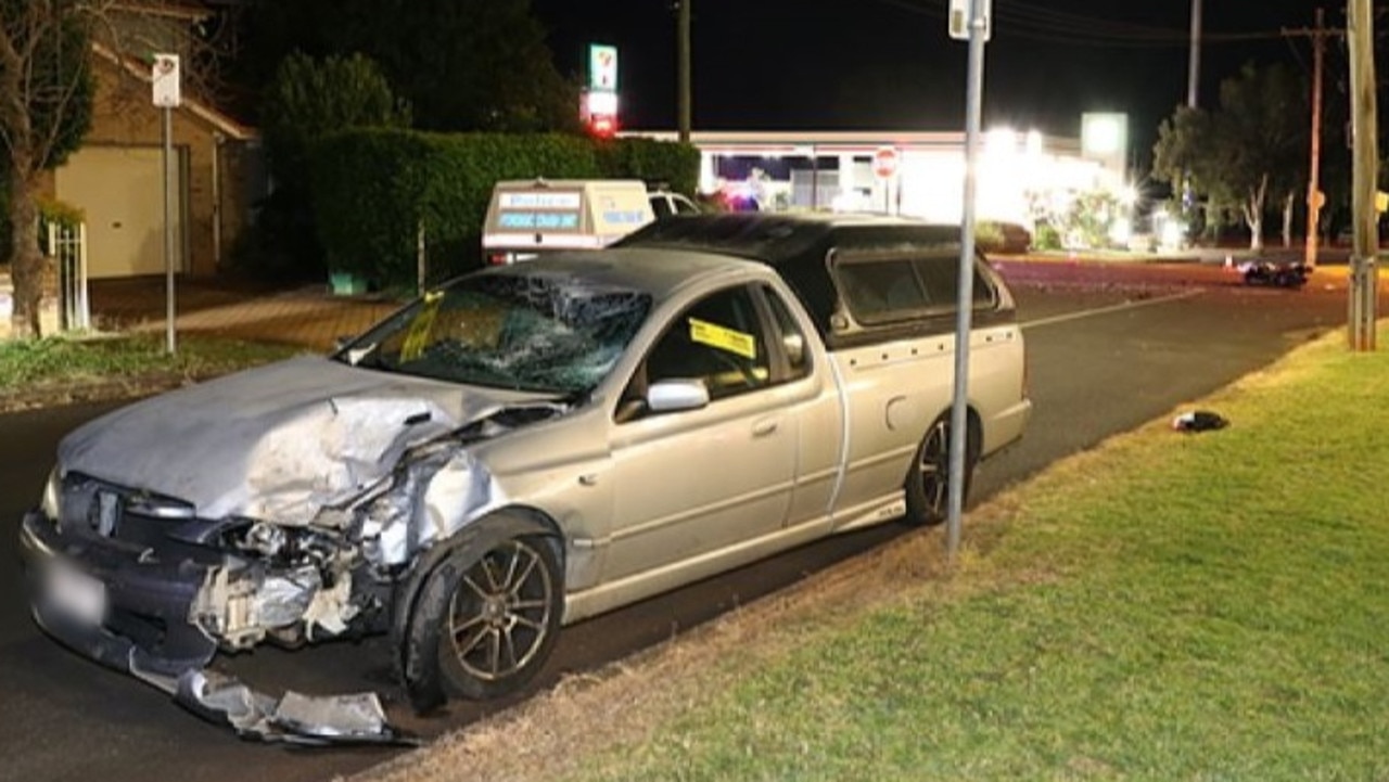 Police claim this Ford utility was involved in a crash with a motorcycle on Bridge Street, Newtown, on the evening of May 31, 2021.