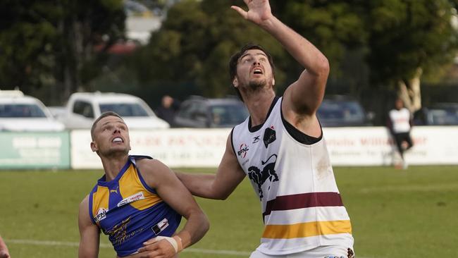 Lions ruckman Lachlan Waddell (right) is one of the form players of the comp. Picture: Valeriu Campan